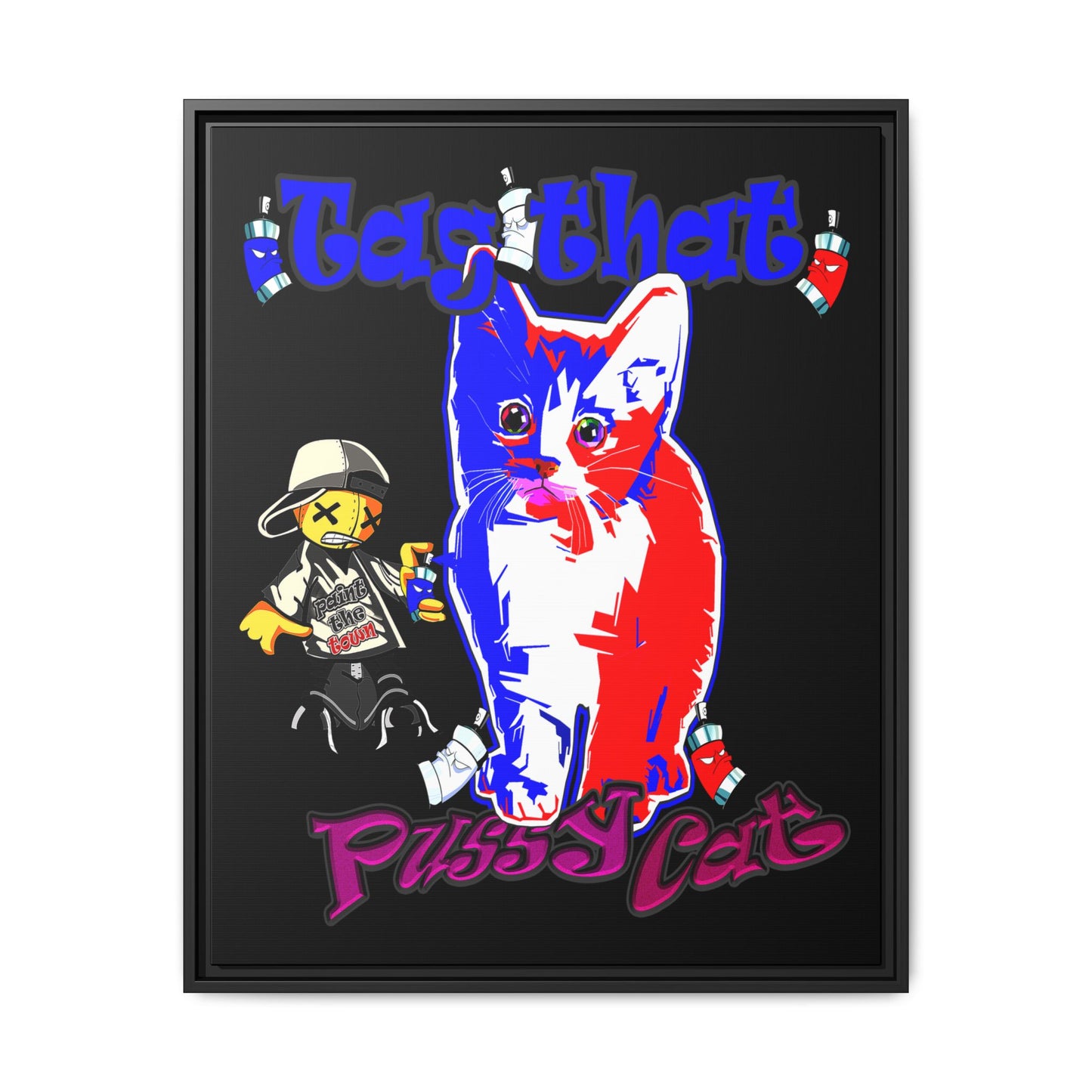 tag that - framed canvas art (black)