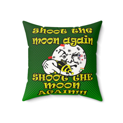 shoot the moon again - Faux Suede Square Pillow - (logo green)