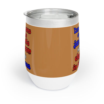 donkeys and elephants - Chill Wine Tumbler (light brown)