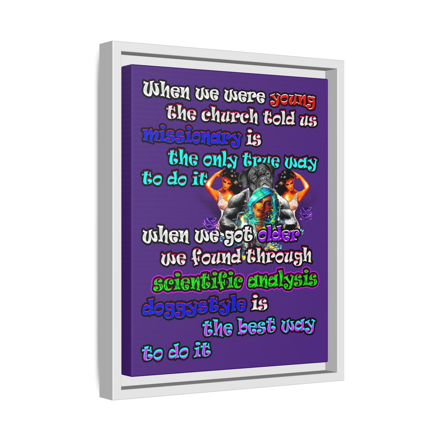 doggystyle - framed canvas art (purple)