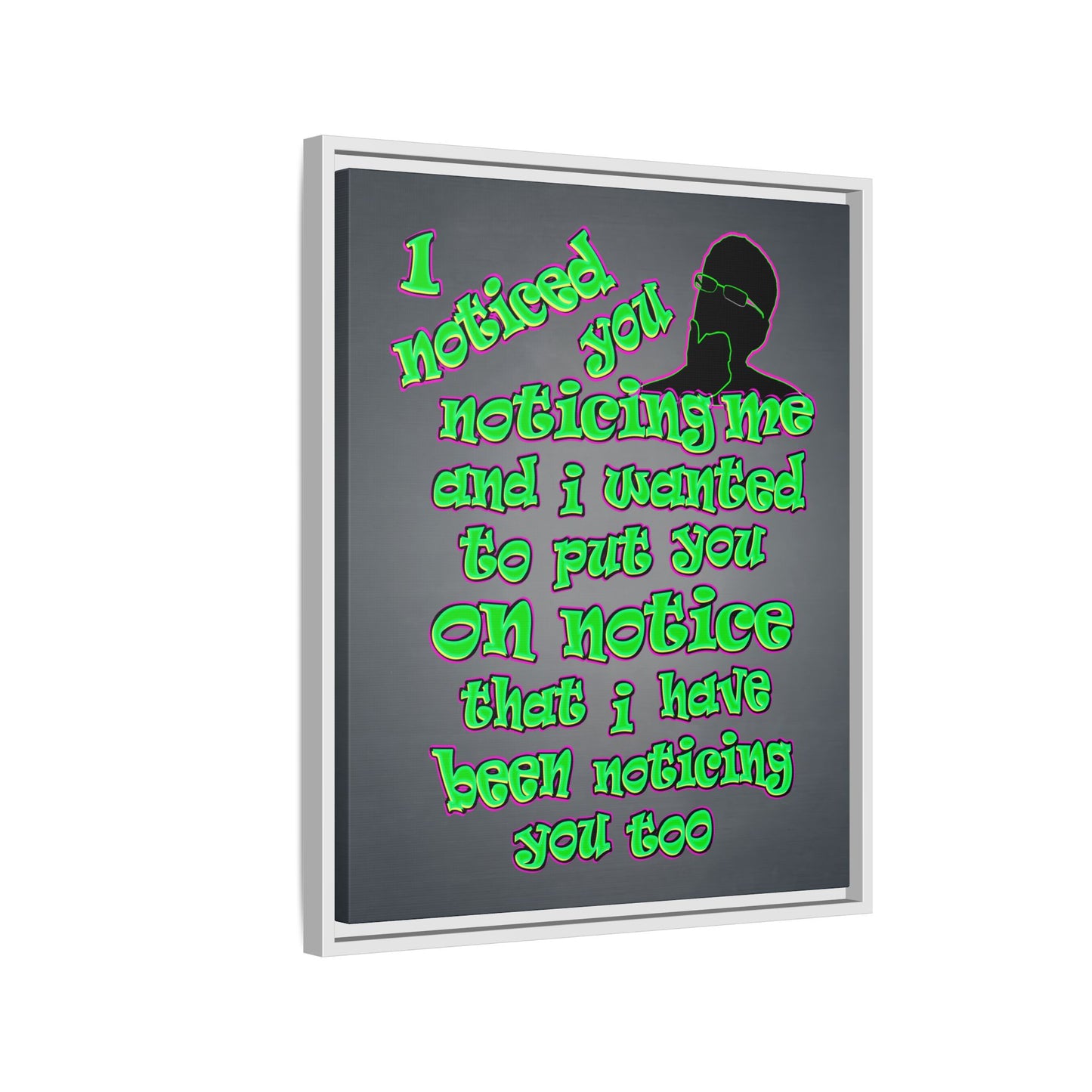 noticed you noticing - framed canvas art (grey-light grey)