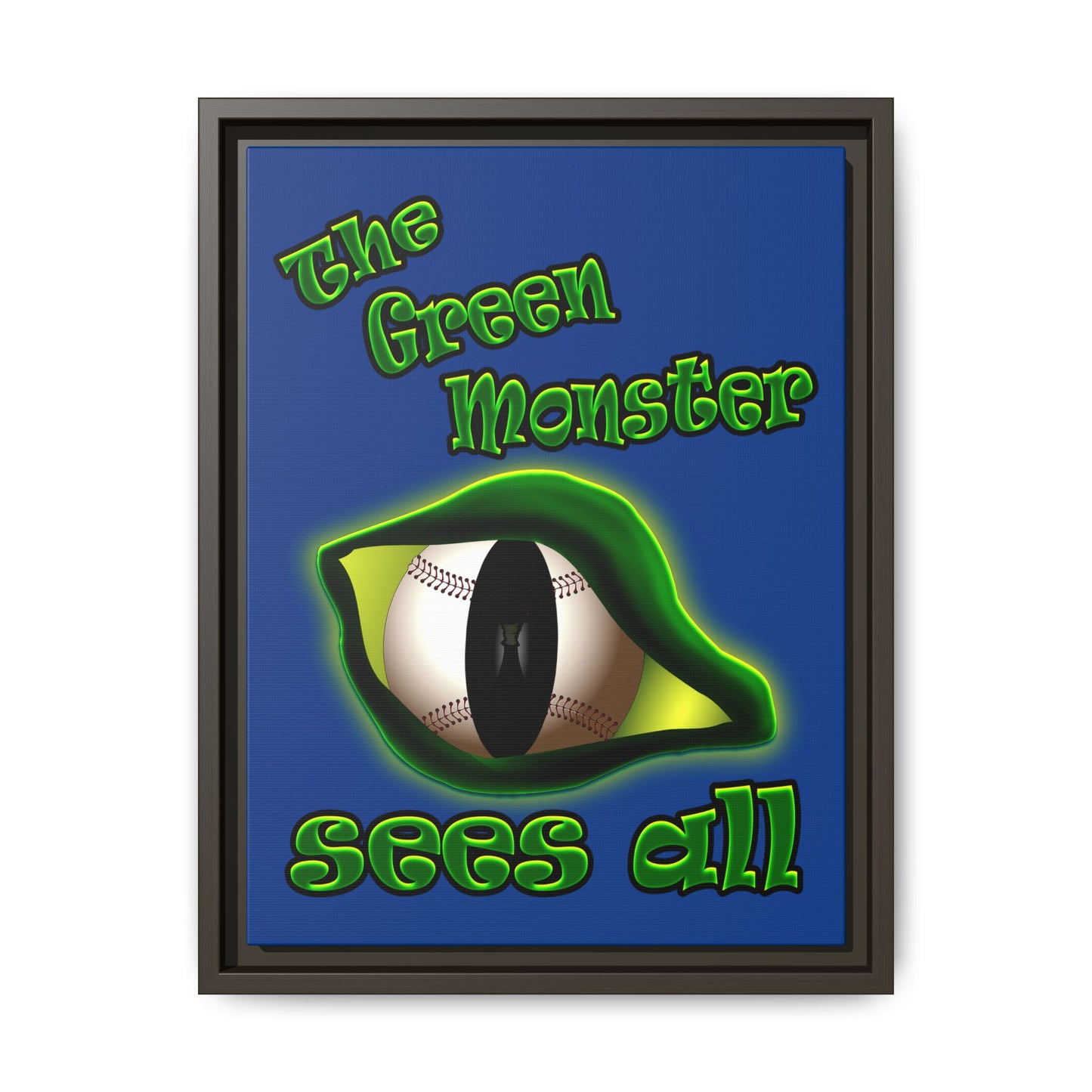 green monster - framed canvas art (dark blue)