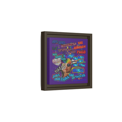 drop the beat - framed canvas art (purple)
