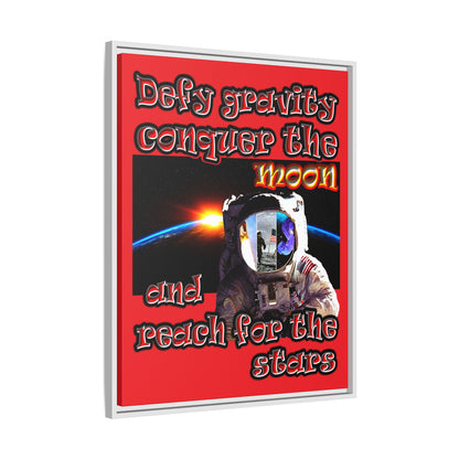 defy conquer reach - framed canvas art (red)