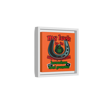 my luck - framed canvas art (orange)