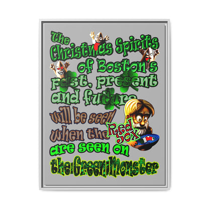 christmas spirits of boston - framed canvas art (light grey)