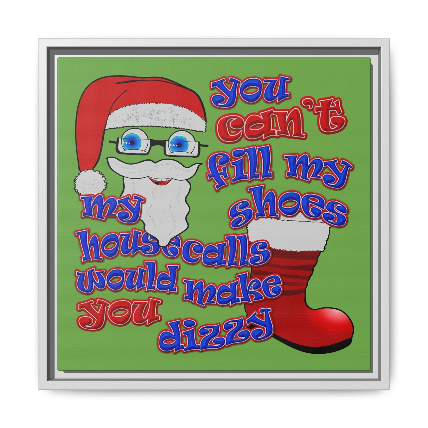 santa's shoes - framed canvas art (green)