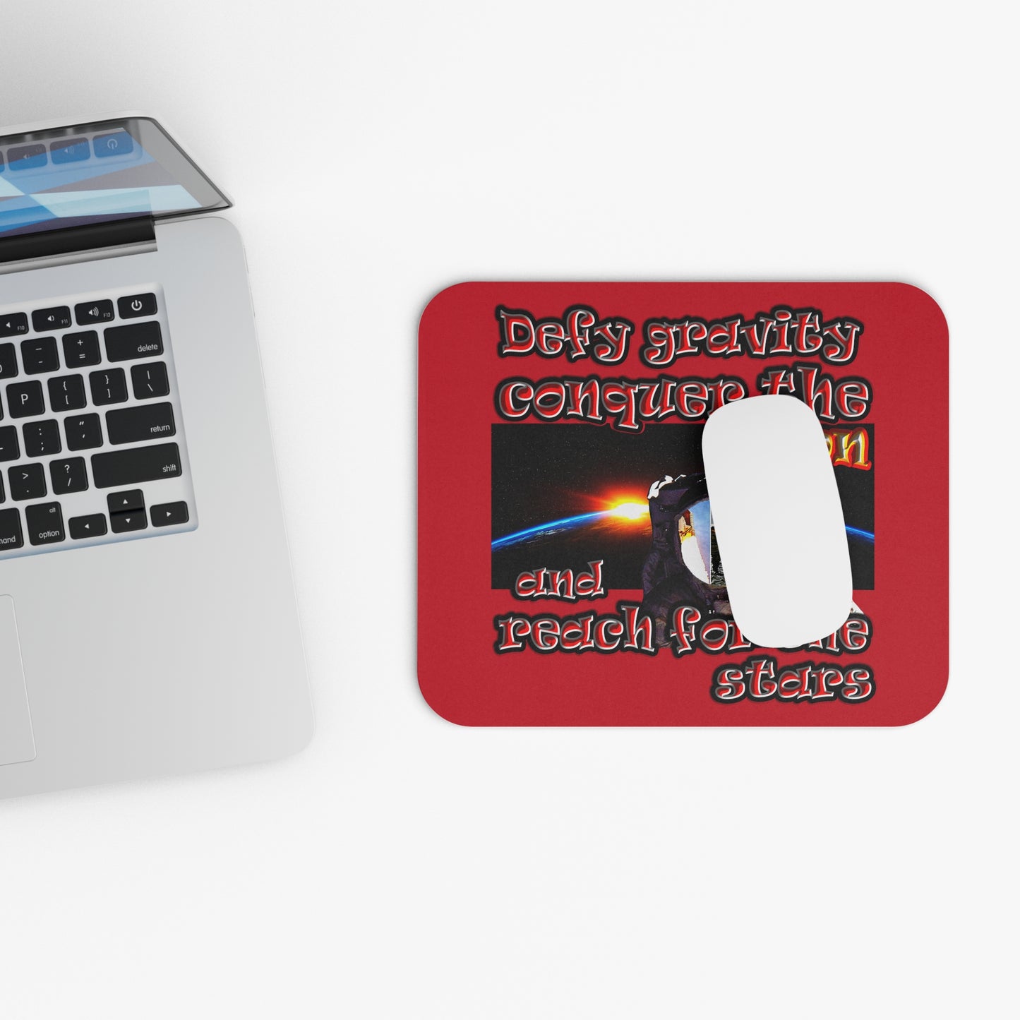 defy conquer reach - Mouse Pad (Rectangle) (dark red)