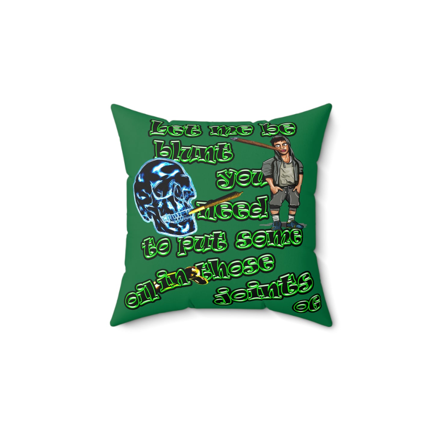 og - Faux Suede Square Pillow - (dark green)