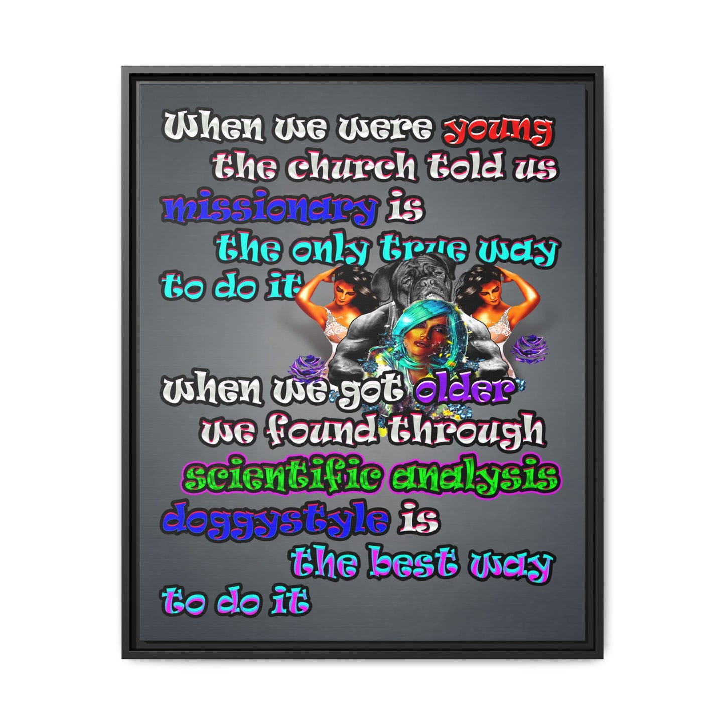 doggystyle - framed canvas art (grey-light grey)