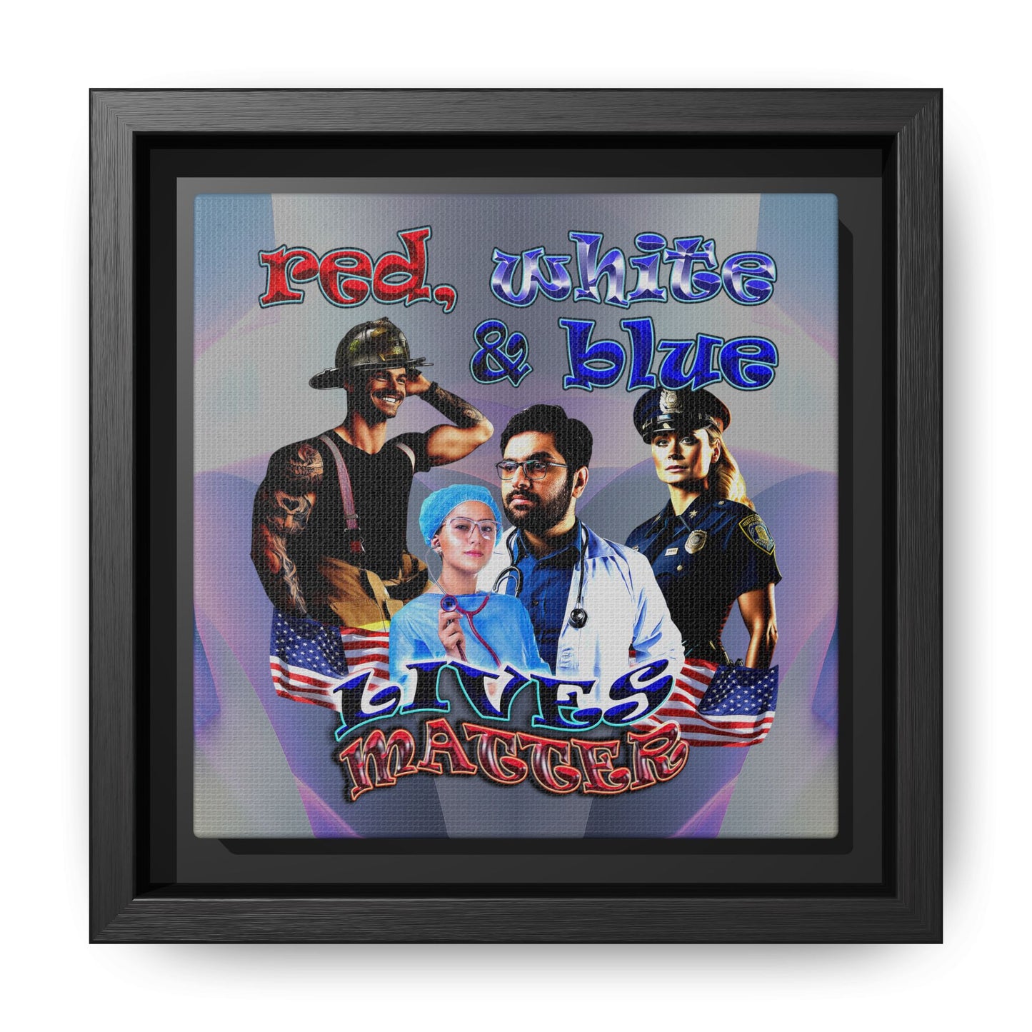 rw&b lives matter - framed canvas art (grey-pink wave)