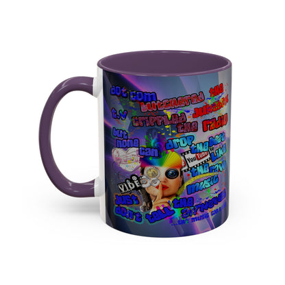 drop the beat - Accent Mug (grey-pink wave)
