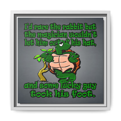 turtle race - framed canvas art (grey-light grey)