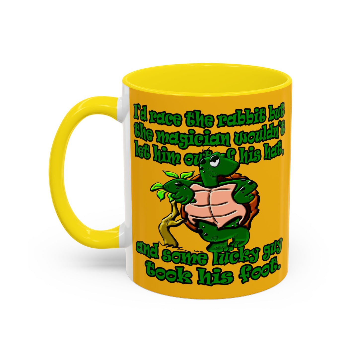 turtle race - Accent Mug (yellow)