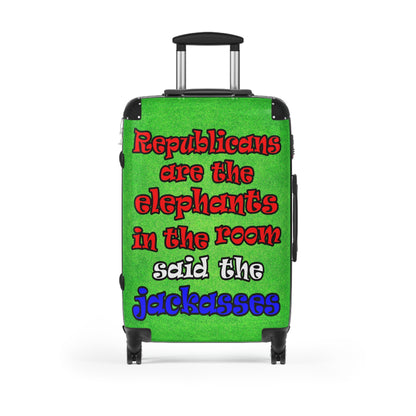 donkeys and elephants - Suitcase (green turf)