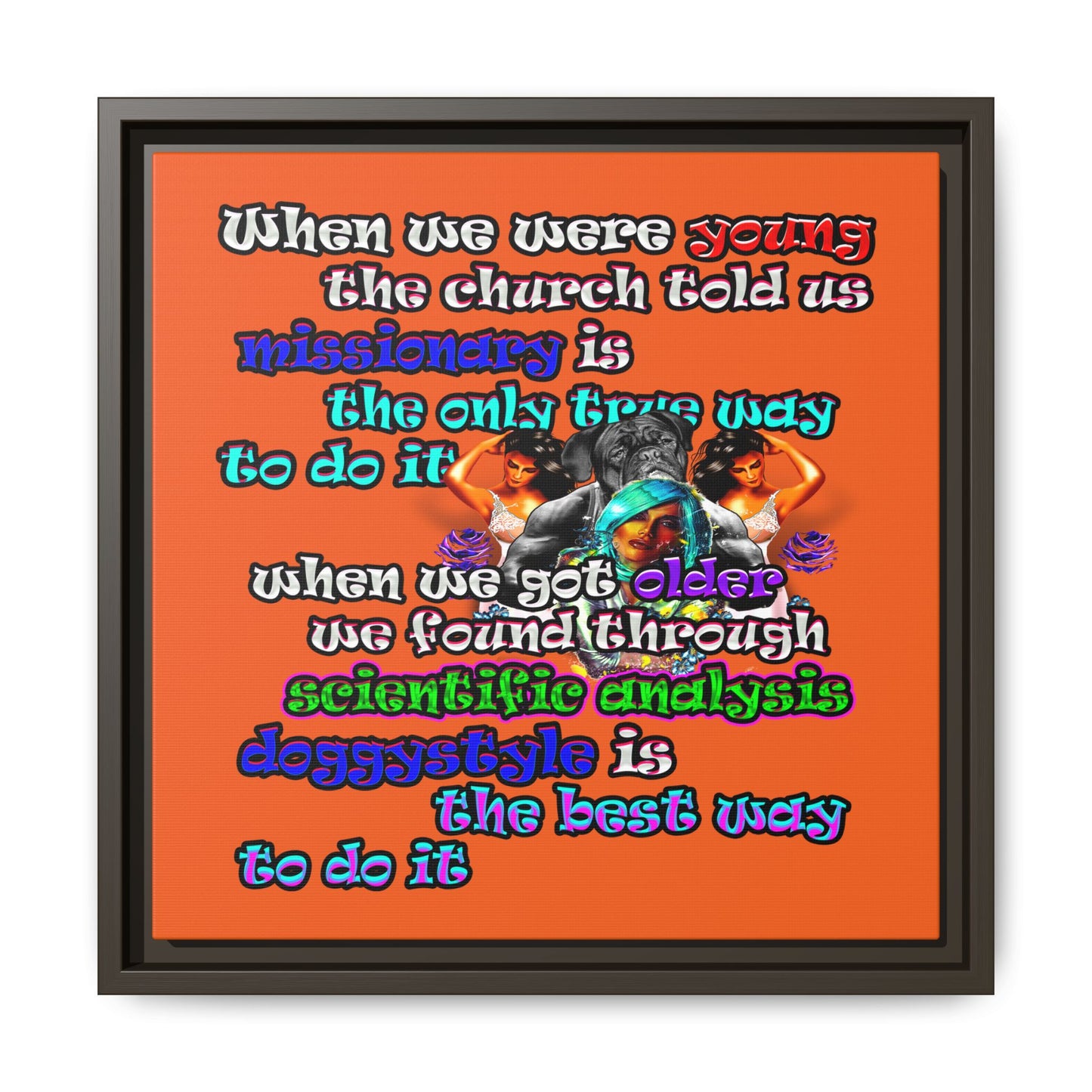 doggystyle - framed canvas art (orange)