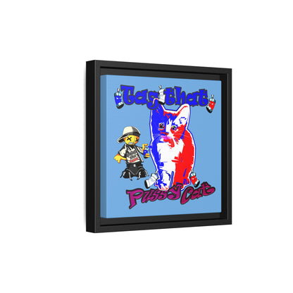 tag that - framed canvas art (light blue)