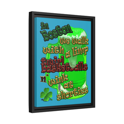 celtics logo - framed canvas art (turquoise)