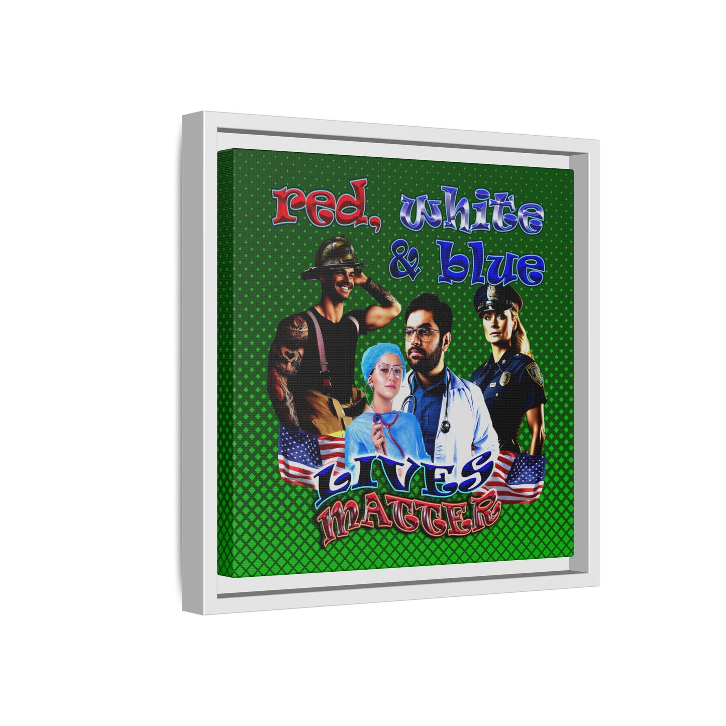 rw&b lives matter - framed canvas art (logo green)