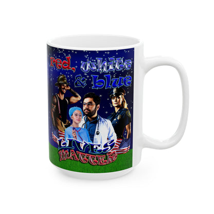 rw&b lives matter - White Mug ('snoops' background)