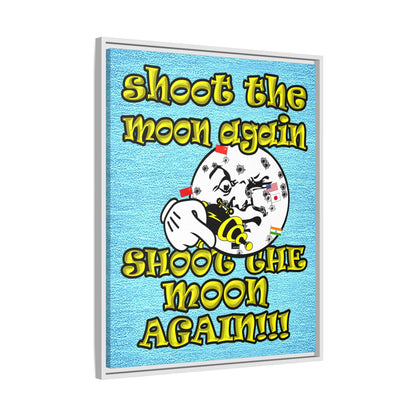 shoot the moon again - framed canvas art (faded blue)