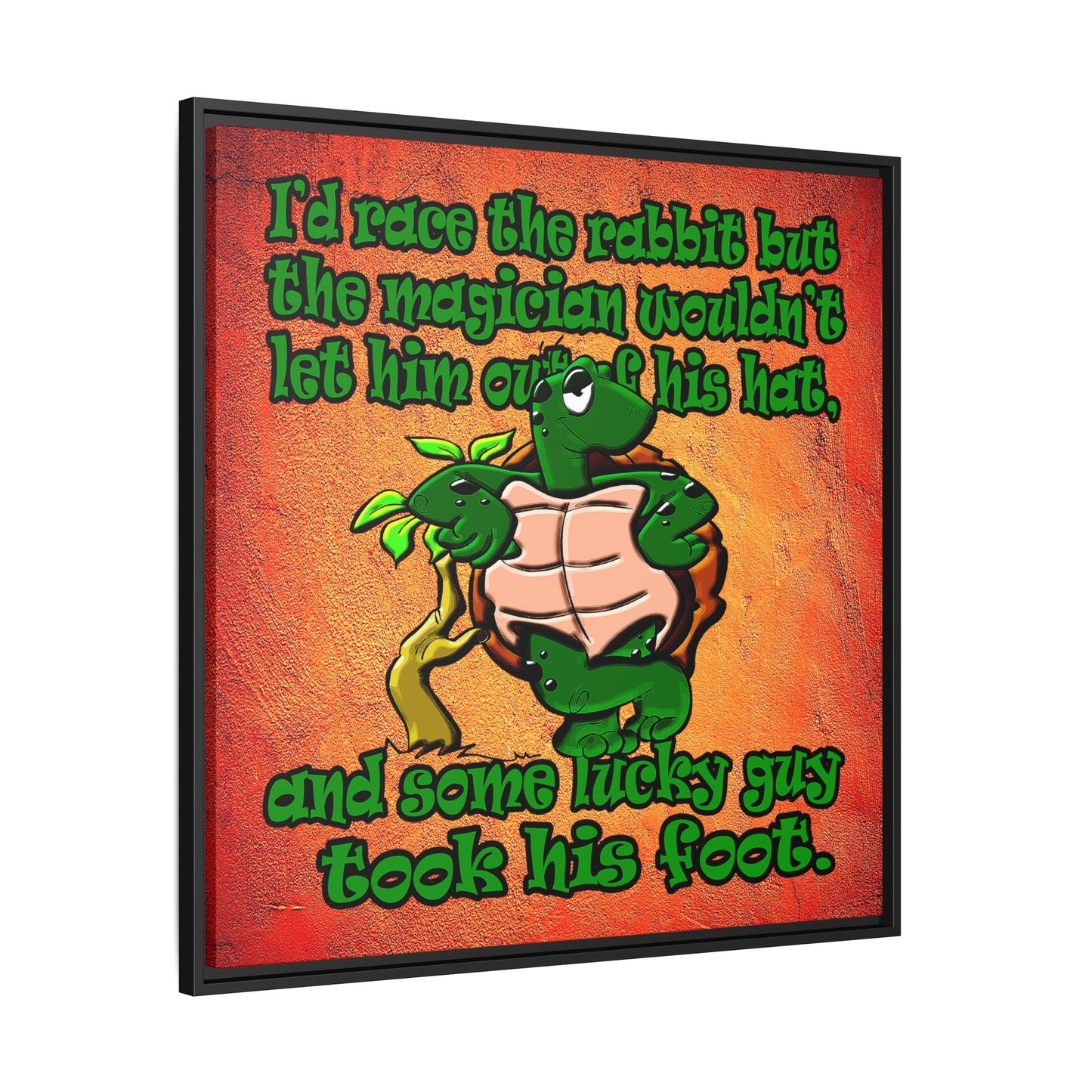 turtle race - framed canvas art (burnt orange)