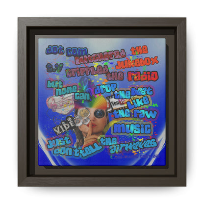 drop the beat - framed canvas art (blue-white wave)