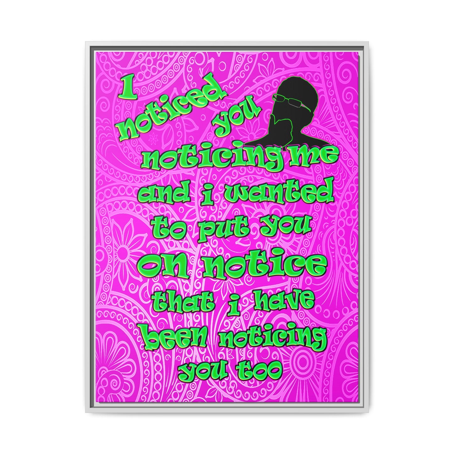 noticed you noticing - framed canvas art (pink swirl)