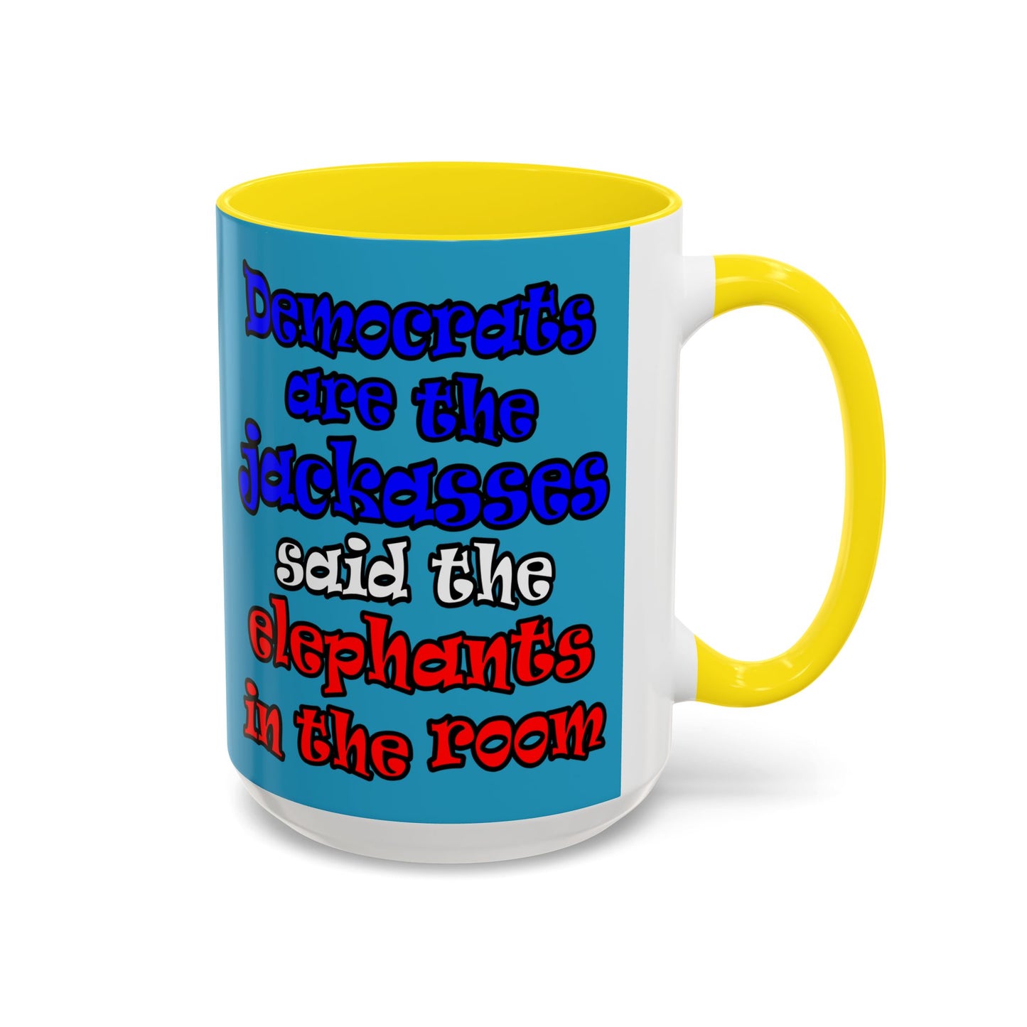 donkeys and elephants - Accent Mug (turquoise)