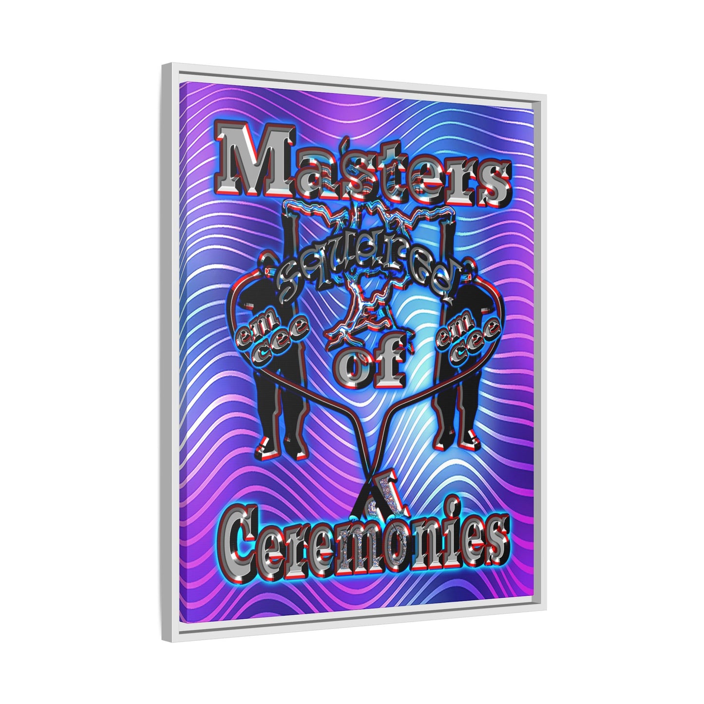 em cee squared - framed canvas art (purple wave)