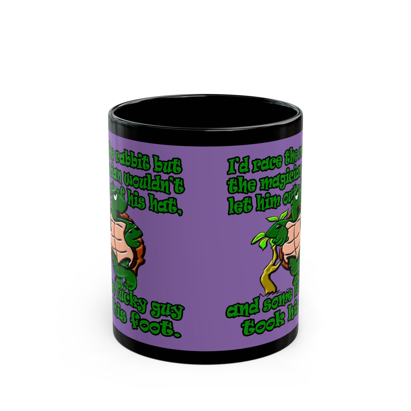 turtle race - Black Mug (light purple)