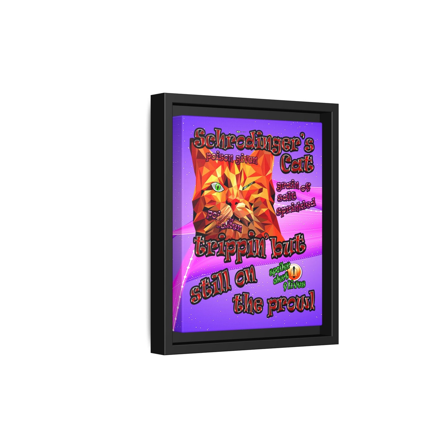 schrodinger's cat - framed canvas art (purple-pink wave)