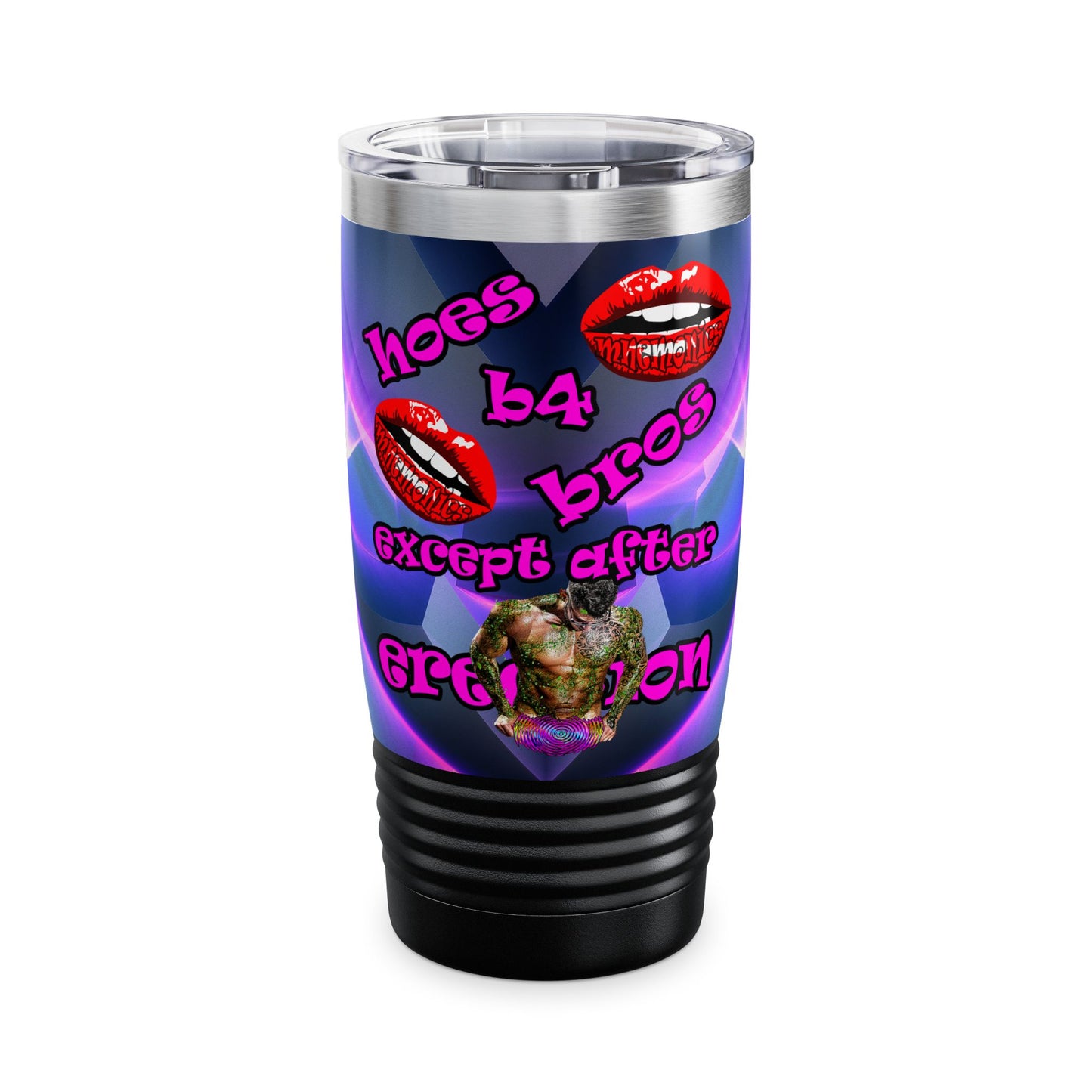 hoes b4 bros - Ringneck Tumbler, 20oz (grey-pink wave)