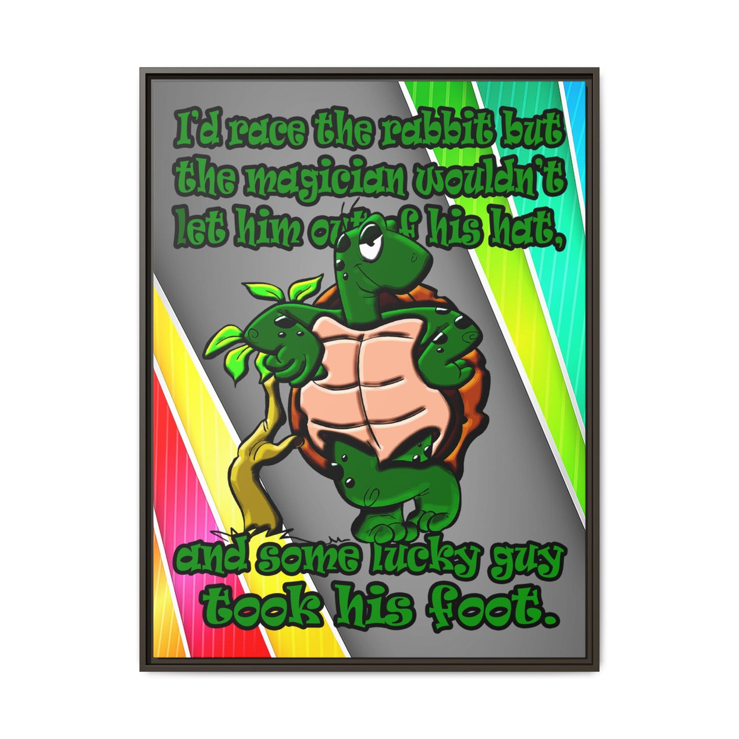 turtle race - framed canvas art (rainbow split)