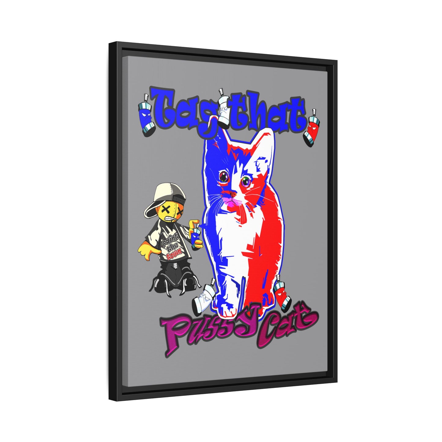 tag that - framed canvas art (grey)