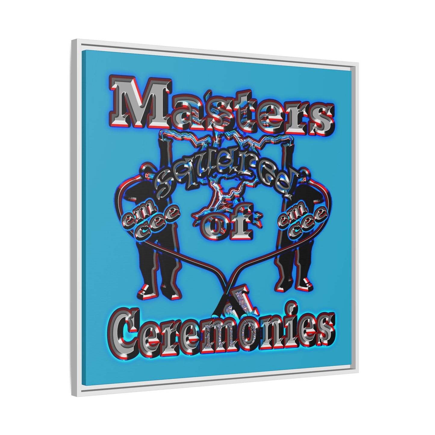 em cee squared - framed canvas art (turquoise)