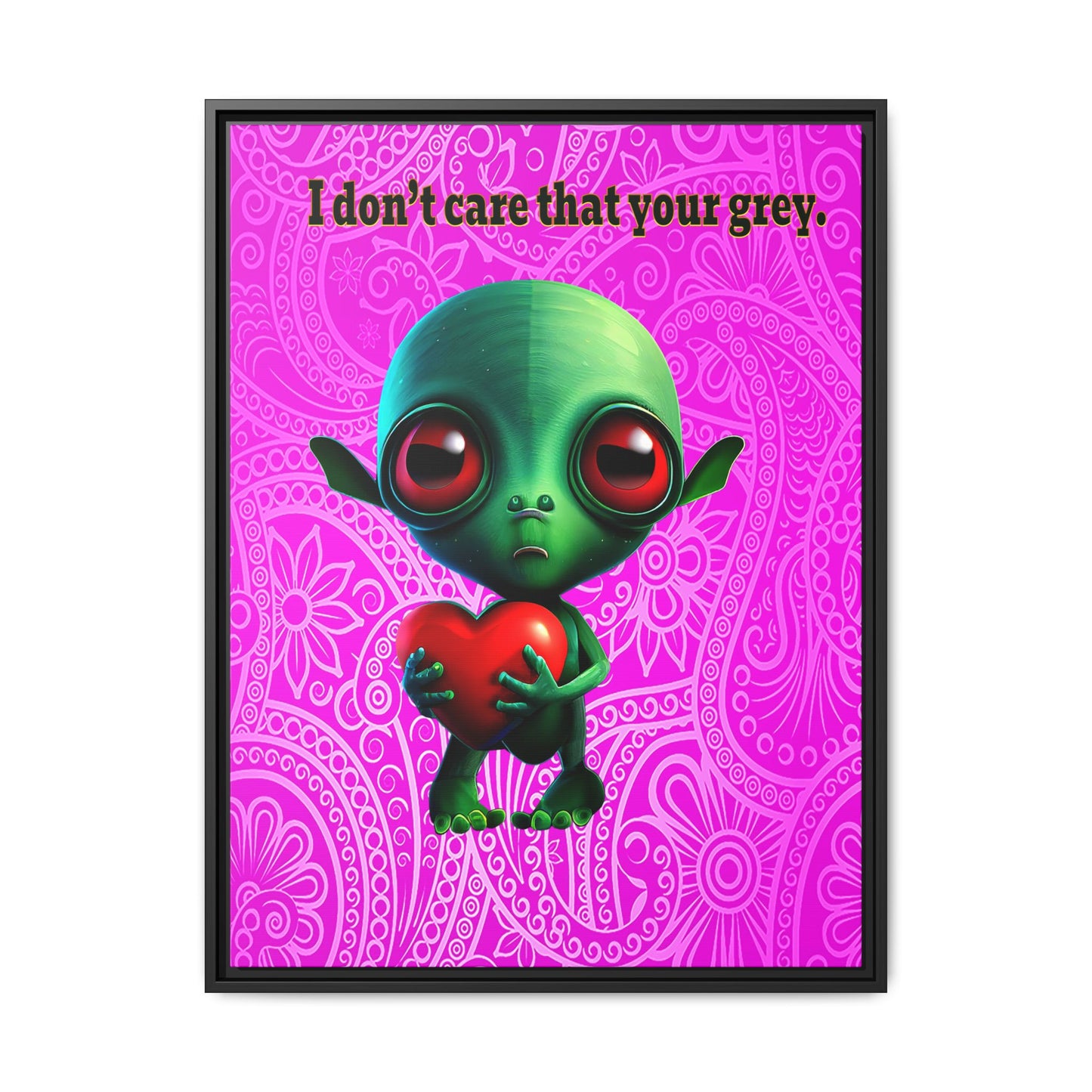 I don't care that your grey - framed canvas art (pink swirl)