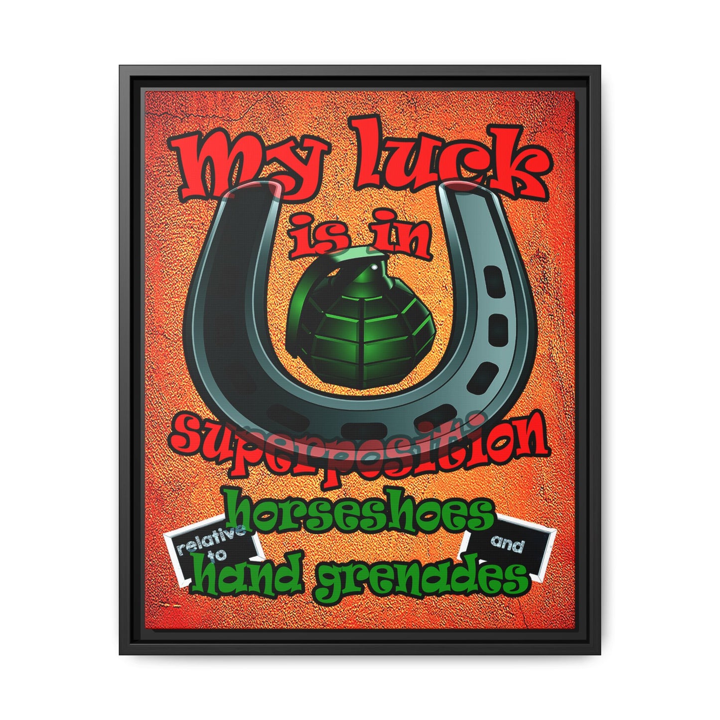 my luck - framed canvas art (burnt orange)