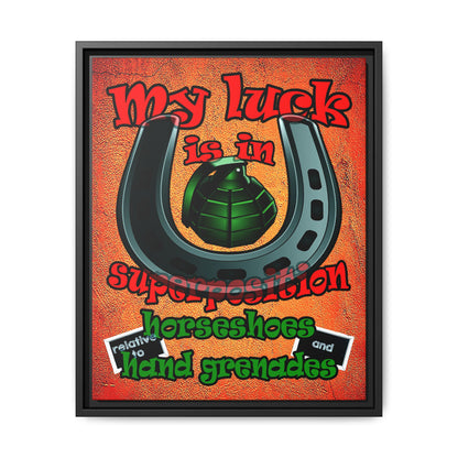 my luck - framed canvas art (burnt orange)
