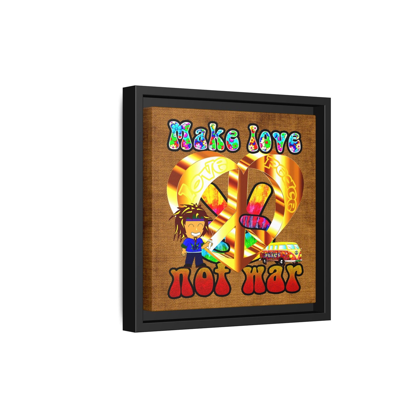 love peace - framed canvas art (brown papyrus)