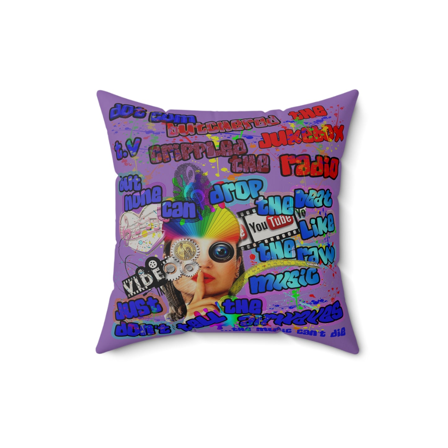 drop the beat - Faux Suede Square Pillow - (light purple)