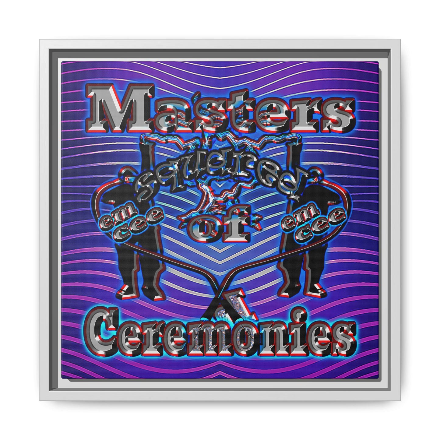 em cee squared - framed canvas art (purple wave)