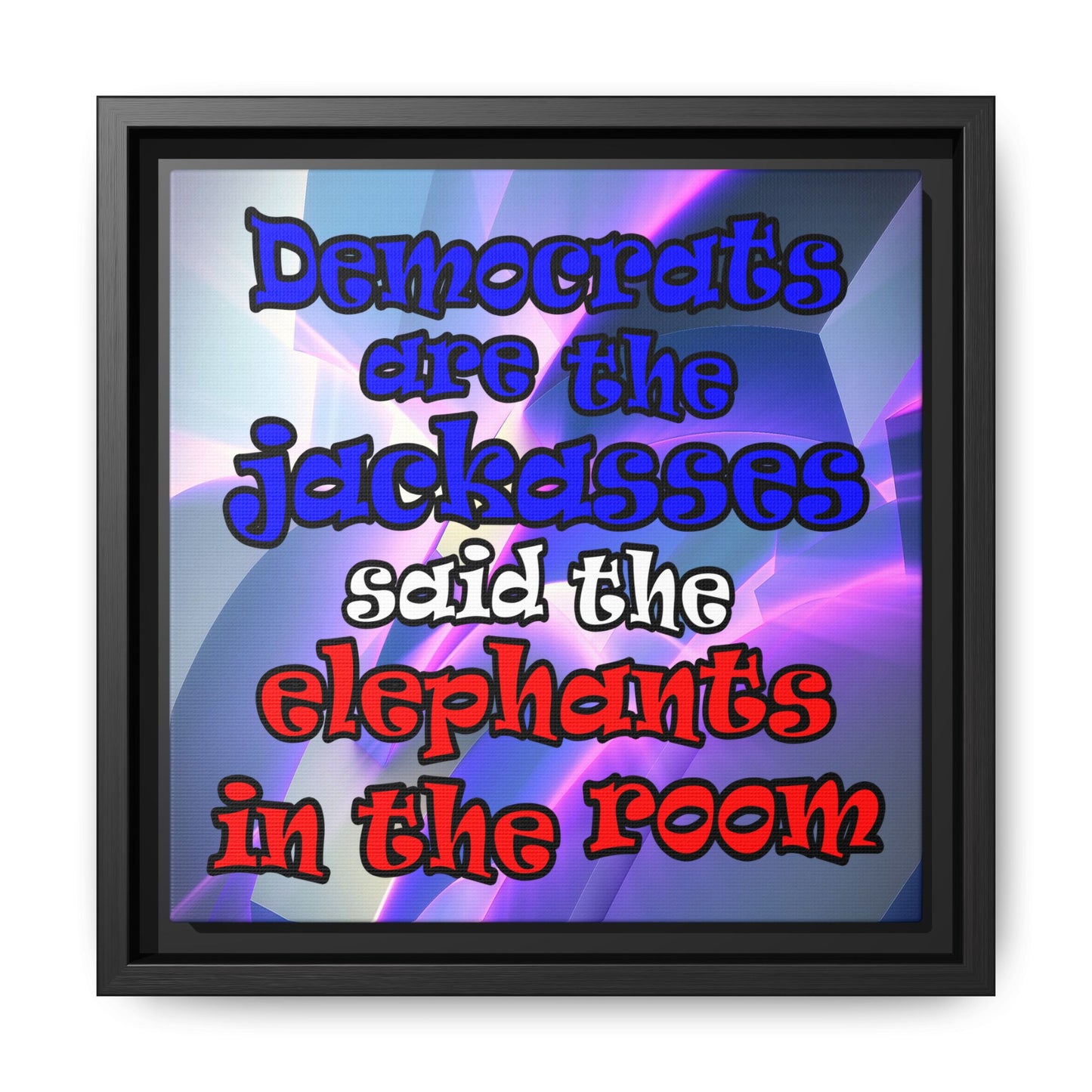 donkeys and elephants - framed canvas art (grey-pink wave)
