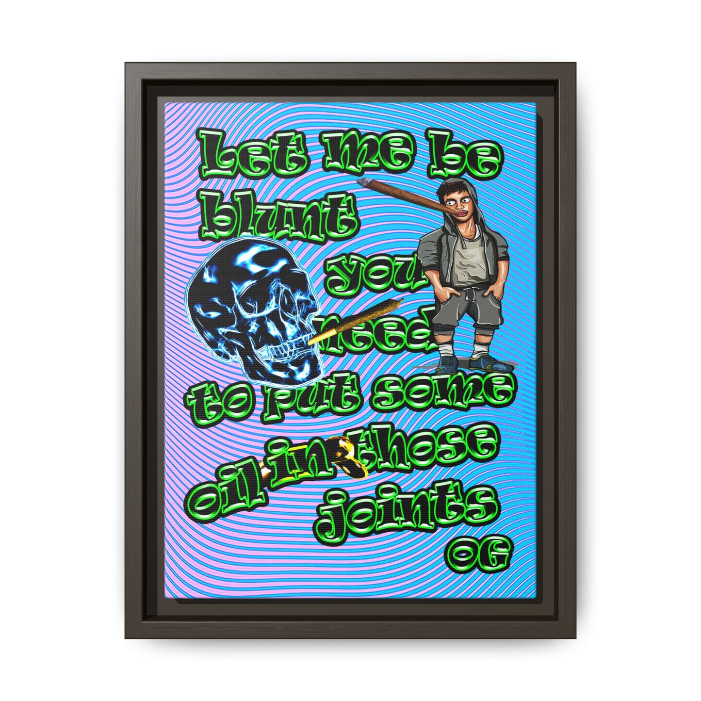 og - framed canvas art (light blue-purple wave)
