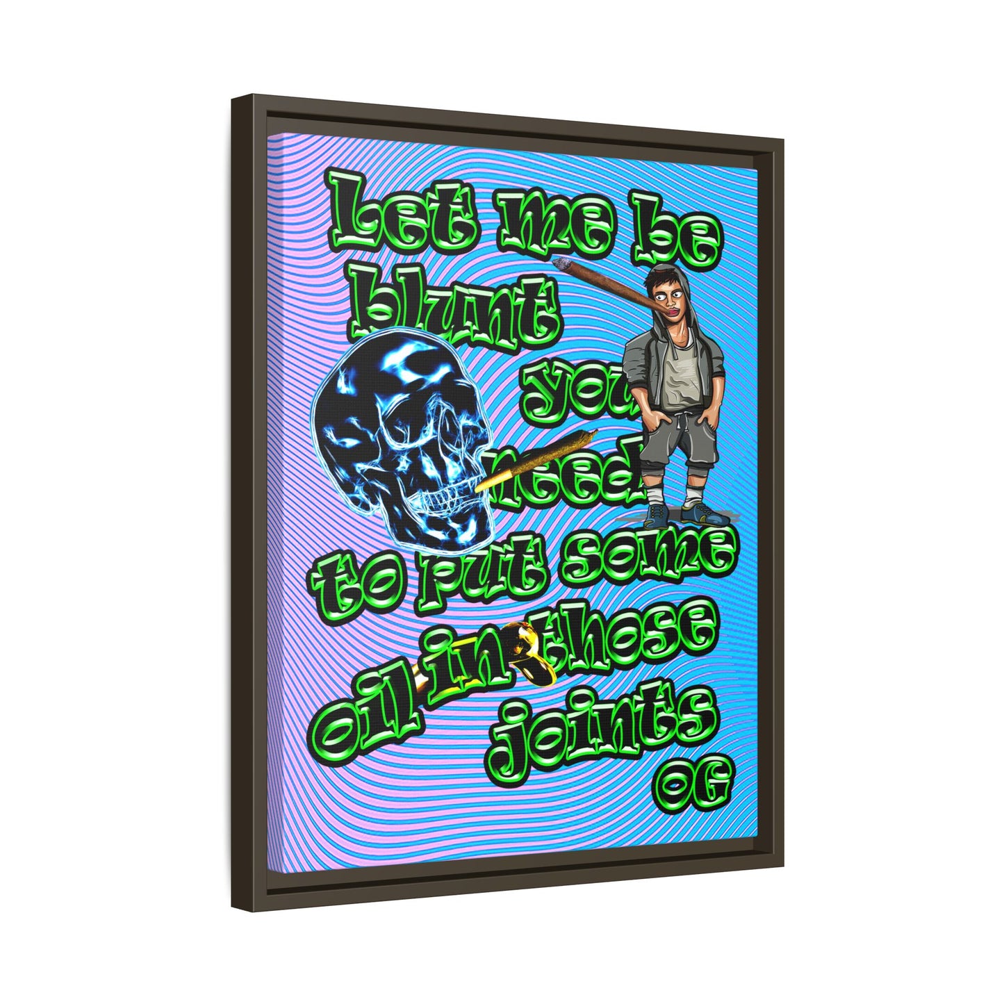 og - framed canvas art (light blue-purple wave)