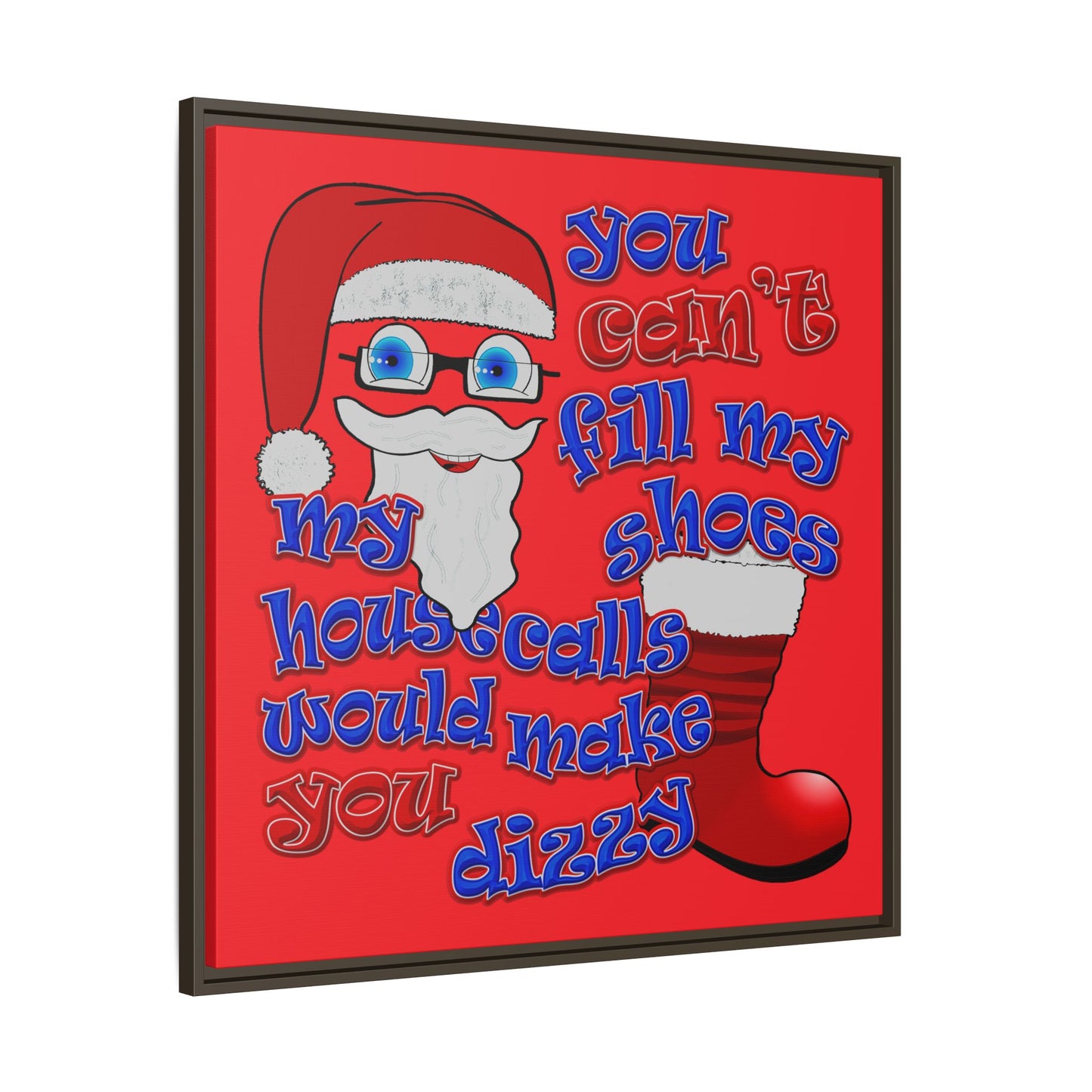 santa's shoes - framed canvas art (red)