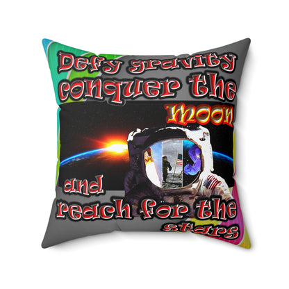 defy conquer reach - Spun Polyester Square Pillow - (rainbow split)