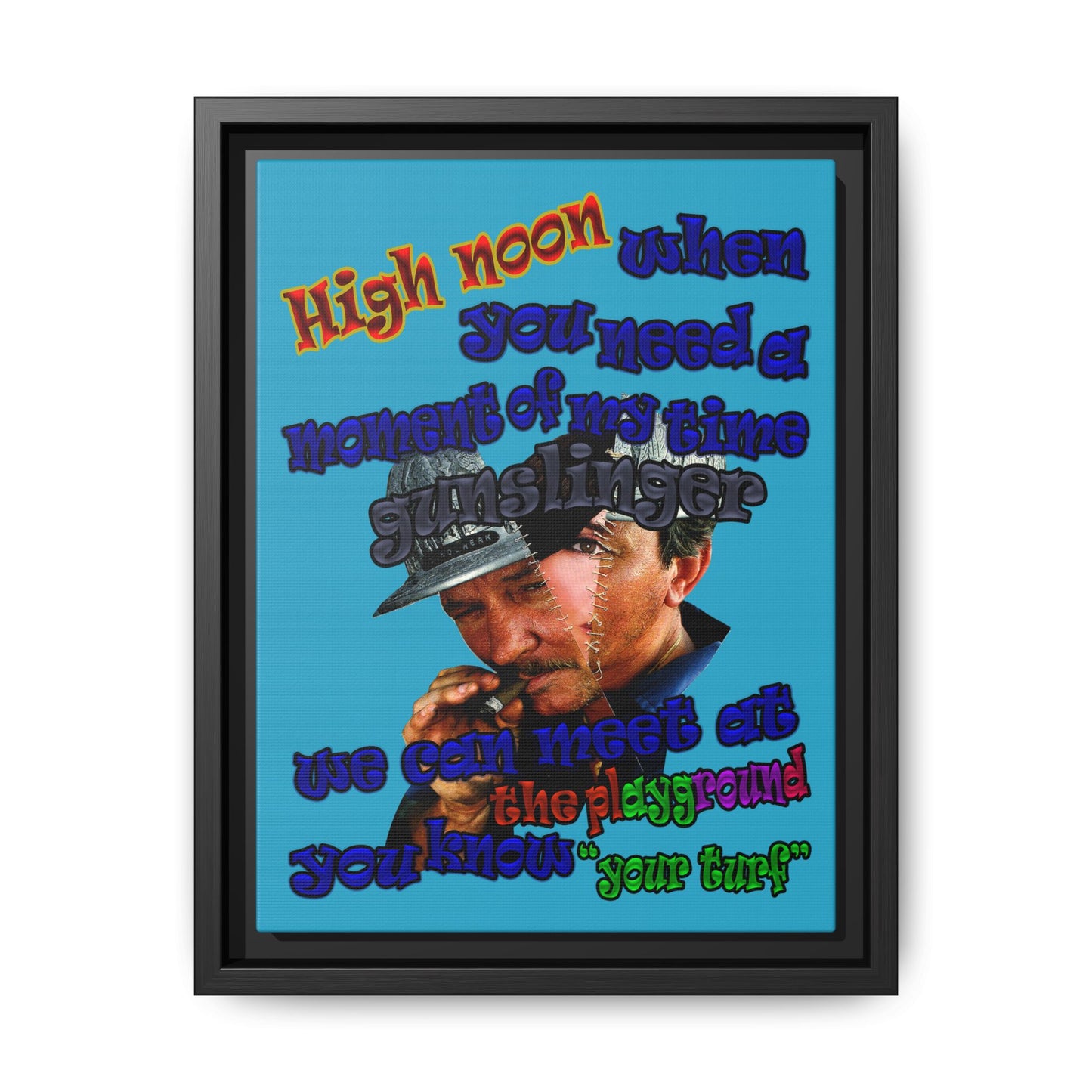high noon - framed canvas art (turquoise)