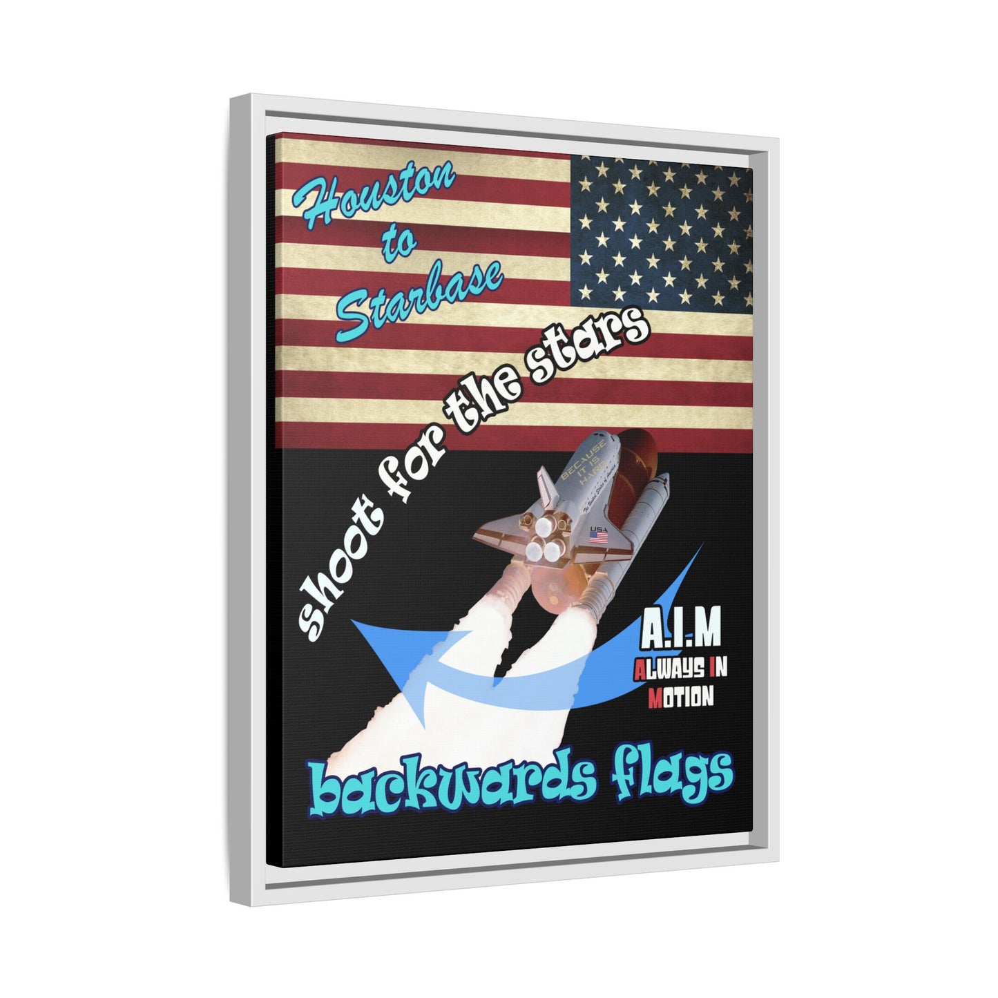 shoot for the stars - framed canvas art (black)