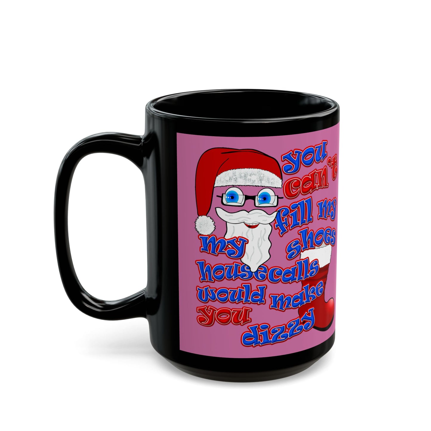 santa's shoes - Black Mug (light pink)